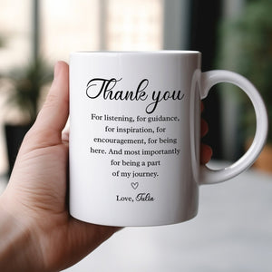 Personalized Thank You Coffee Mug with Message Perfect as a custom gift for friends
