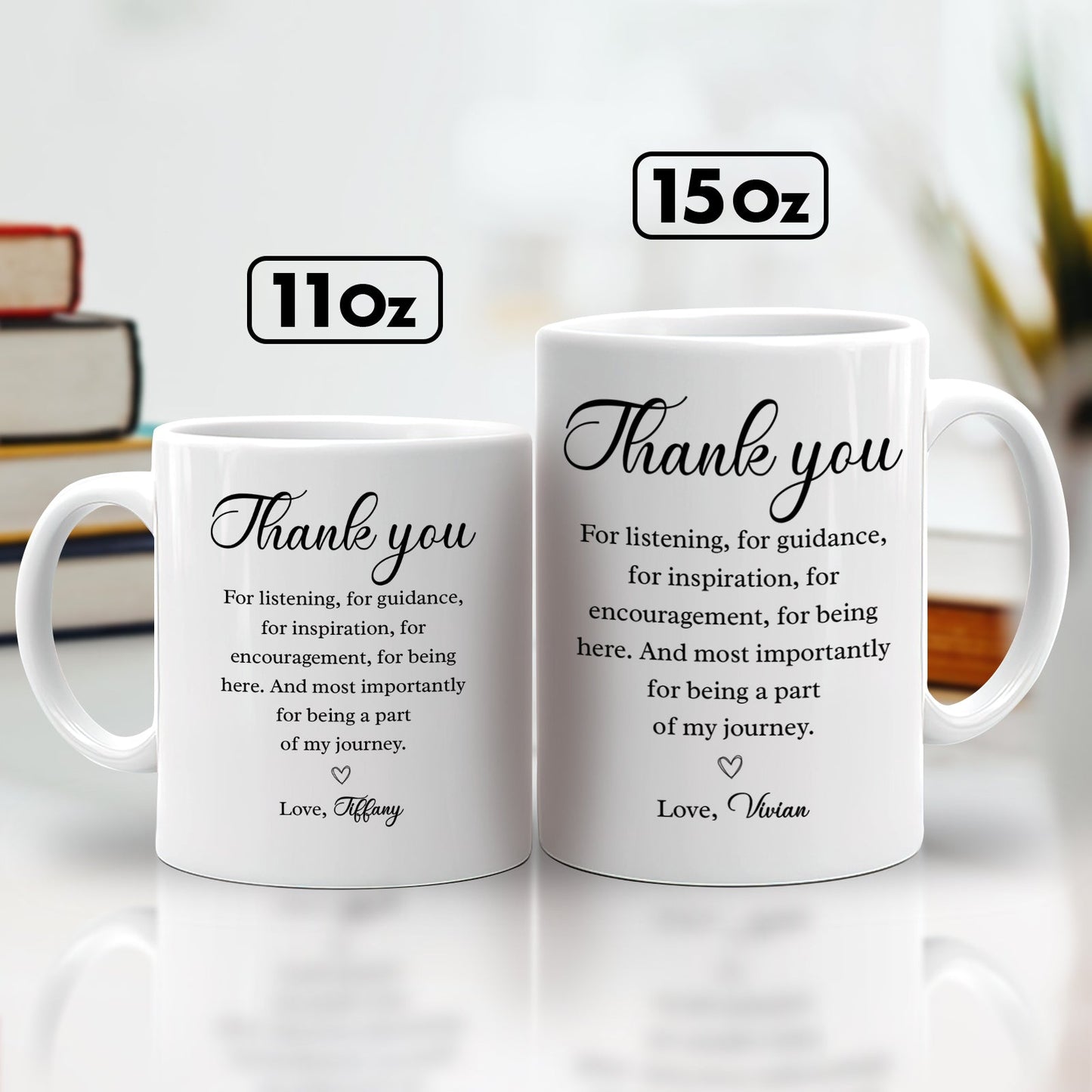 Custom gift for friends Thank You Mug in 11oz and 15oz with heartfelt messages for appreciation