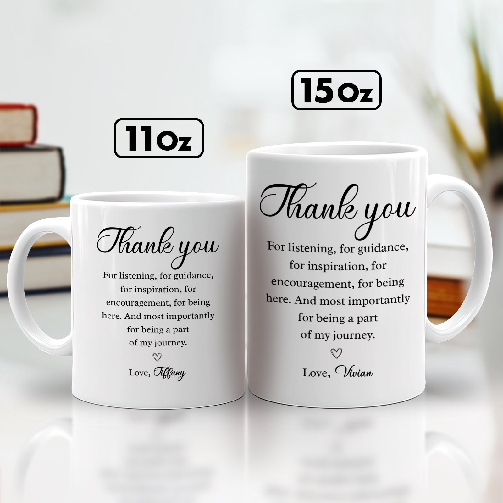 Custom gift for friends Thank You Mug in 11oz and 15oz with heartfelt messages for appreciation