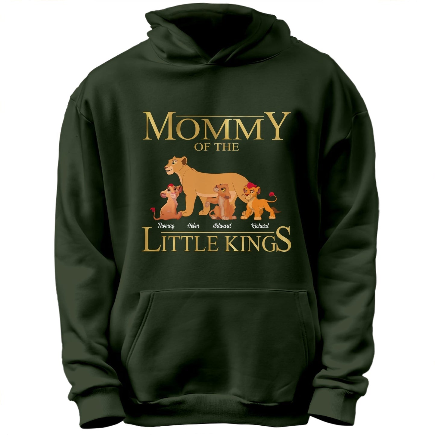 Custom mother of little kings shirt dark green hoodie with lioness and cubs design