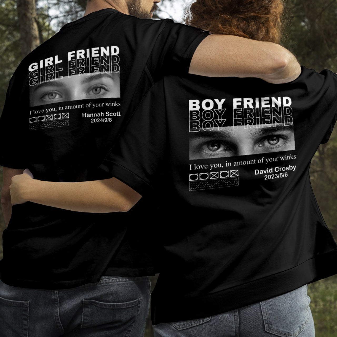 Couple wearing 365Gifty custom only you shirt with personalized boyfriend and girlfriend designs