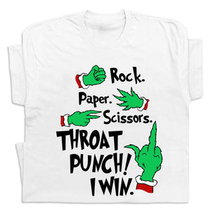 365Gifty custom throat punch Christmas tee with green hand illustrations and bold festive text