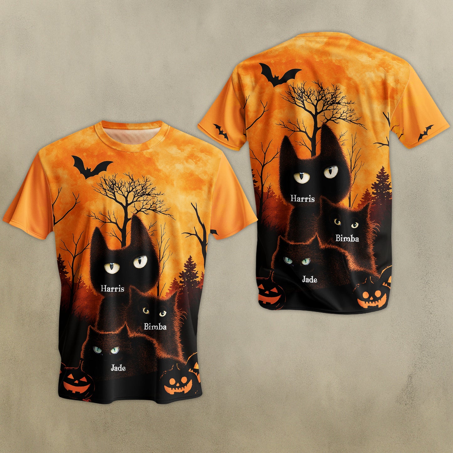 Partners in Crime wooden ornament with two cartoon women and customizable names, personalized Halloween cat t-shirt