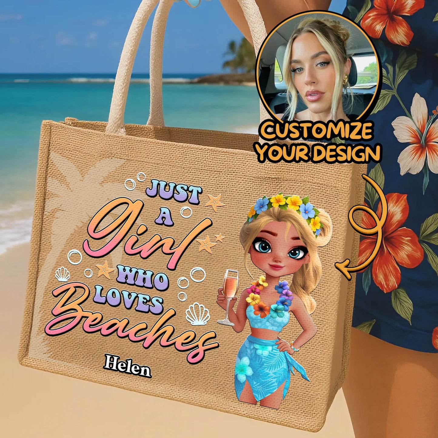 Just A Girl Who Loves Beaches - Personalized Beach Bag