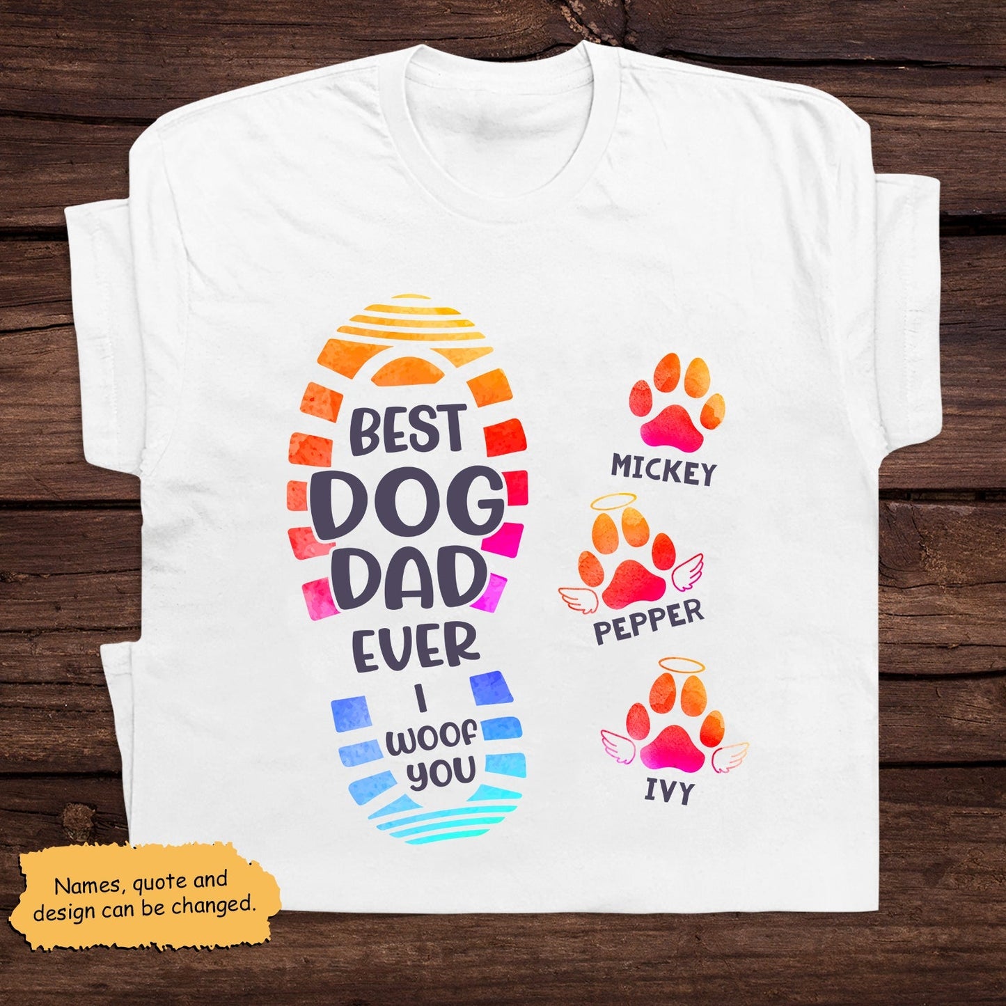 White personalized shirt with colorful dog paw print and names design cat paw print personalized shirt