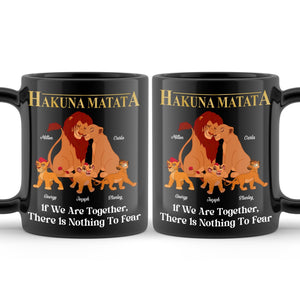 Hakuna Matata family togetherness gift mug with cartoon lions and inspirational text