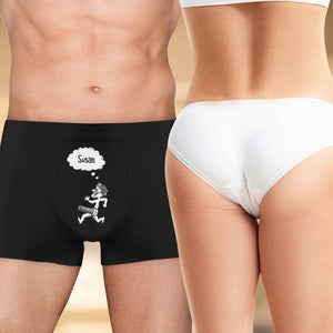 Funny couple underwear featuring playful designs for a humorous gift idea