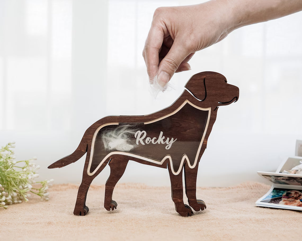 Pet Lover - Wooden Pet Fur Keepsake Pet Loss - Personalized Memorial Box