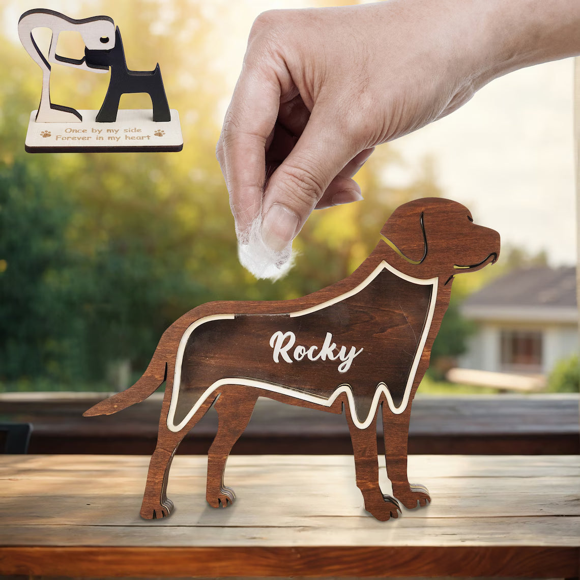 Pet Lover - Wooden Pet Fur Keepsake Pet Loss - Personalized Memorial Box