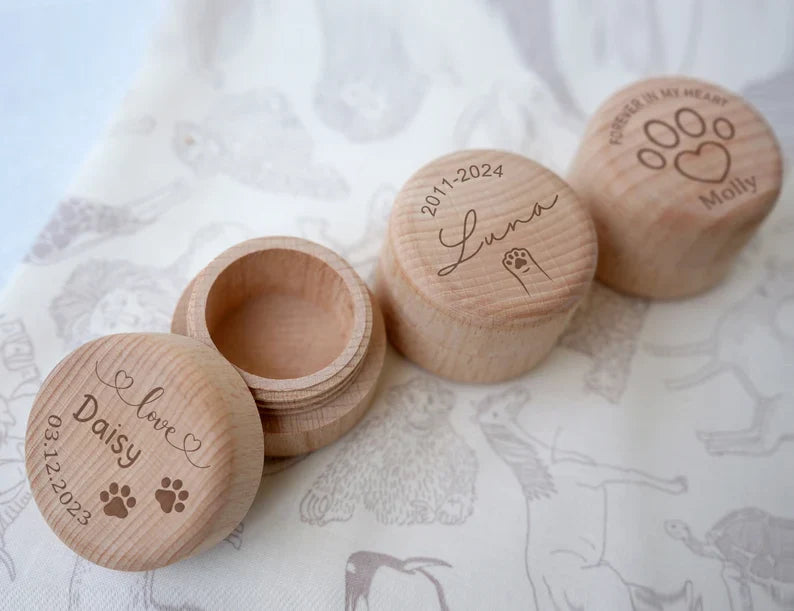 Pet Fur Memory Box, Custom Engraved Dog and Cat Hair Memorial Keepsake, Personalized Pet Memory Box, Pet Memorial Gift, Pet Loss Gift