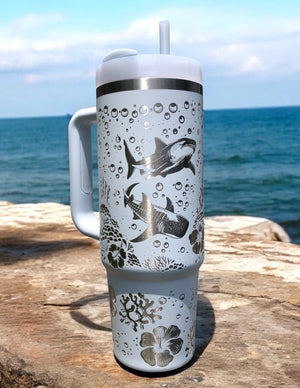 Whale Shark Laser Engraved Stanley - Personalized Stainless Steel Tumbler