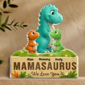 365Gifty Acrylic Puzzle Gift for Mom and Kids with colorful dinosaur family and personalized names