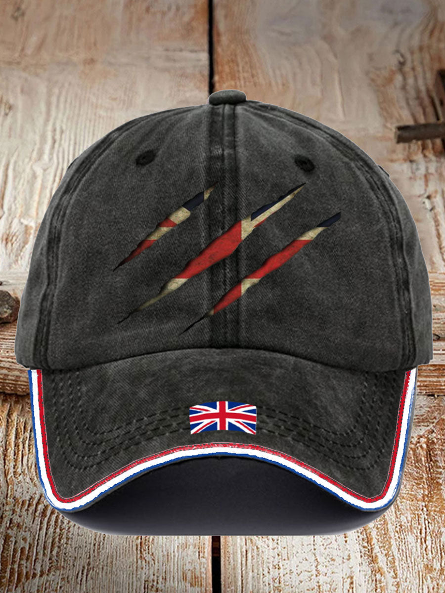 Black men's England t-shirt with cap combo featuring Union Jack flag and claw mark design