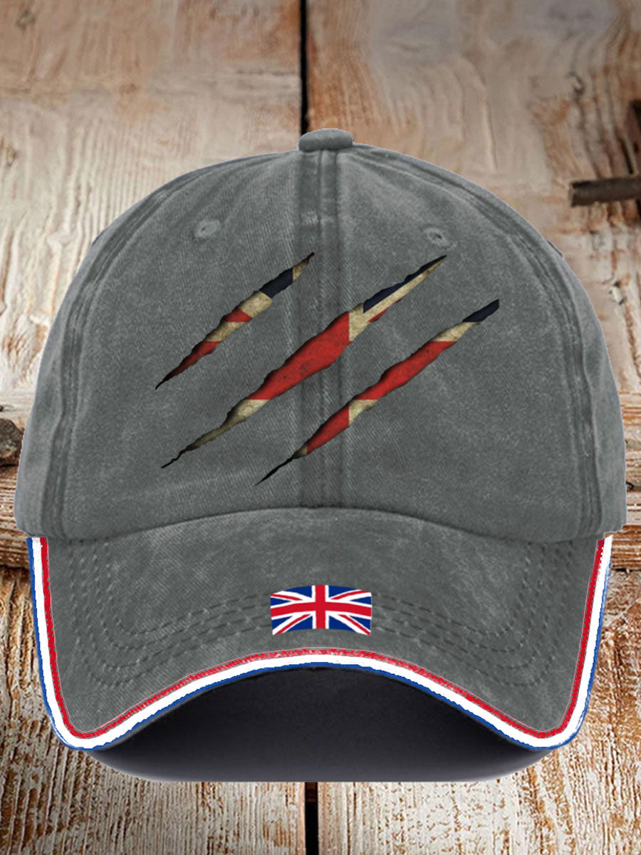 Gray cap with England flag and claw design from men's England t-shirt with cap combo by 365Gifty