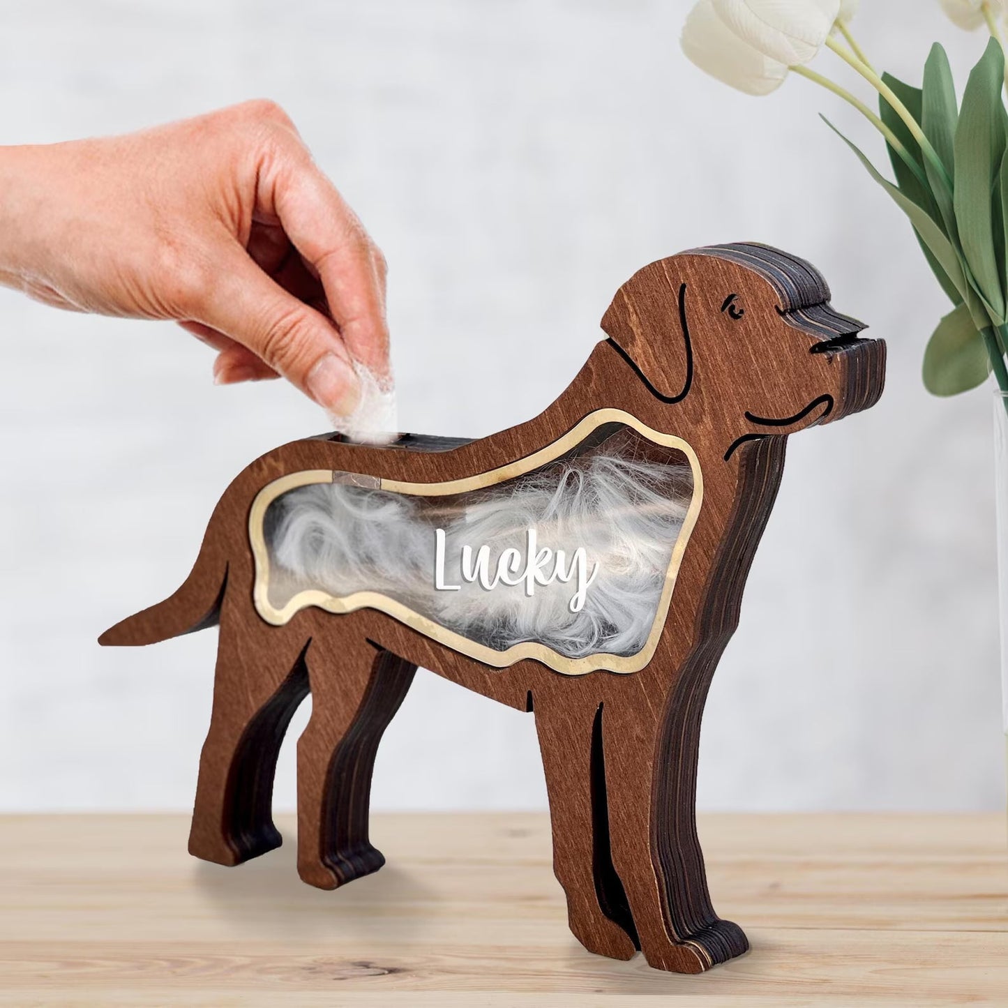 Pet Lover - Wooden Pet Fur Keepsake Pet Loss - Personalized Memorial Box Ver2