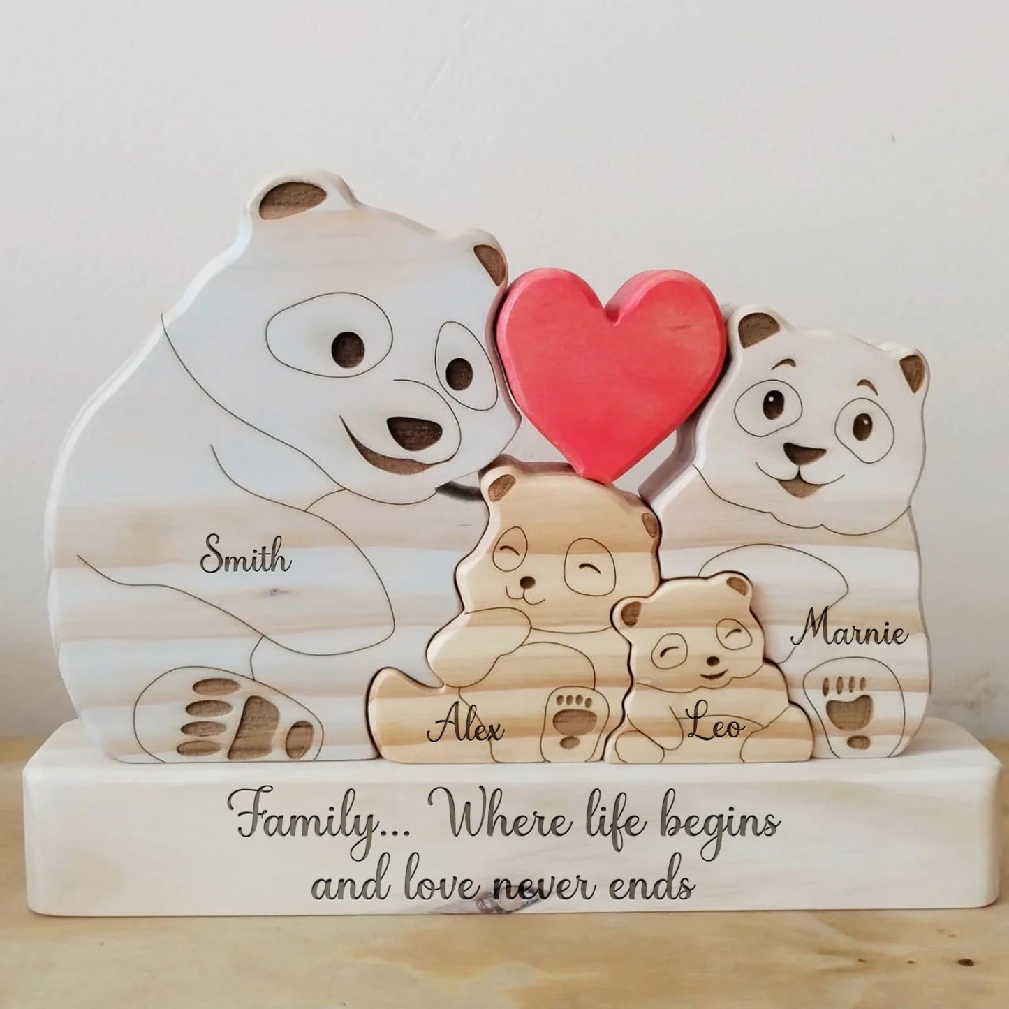 Family - Panda Family - Personalized Wooden Puzzle