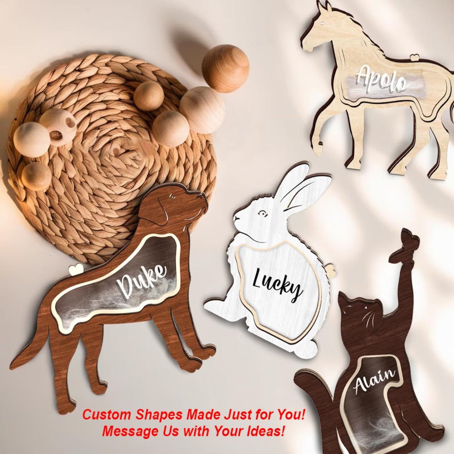Pet Lover - Wooden Pet Fur Keepsake Pet Loss - Personalized Memorial Box Ver2
