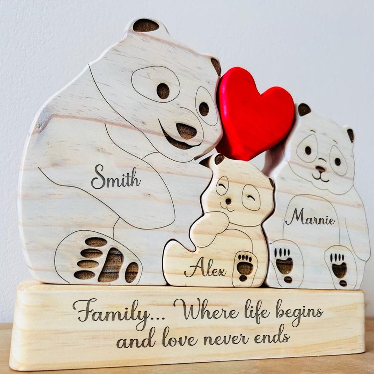 Family - Panda Family - Personalized Wooden Puzzle