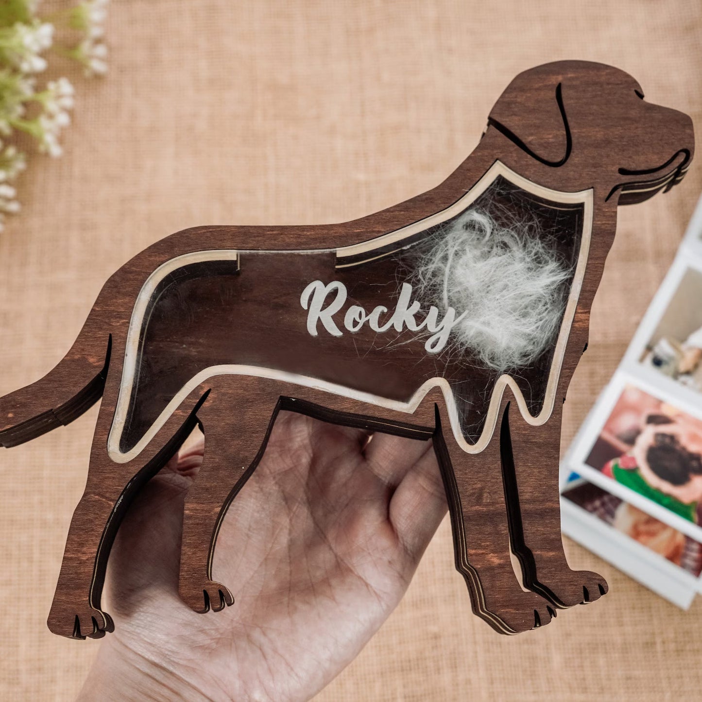 Pet Lover - Wooden Pet Fur Keepsake Pet Loss - Personalized Memorial Box Ver2