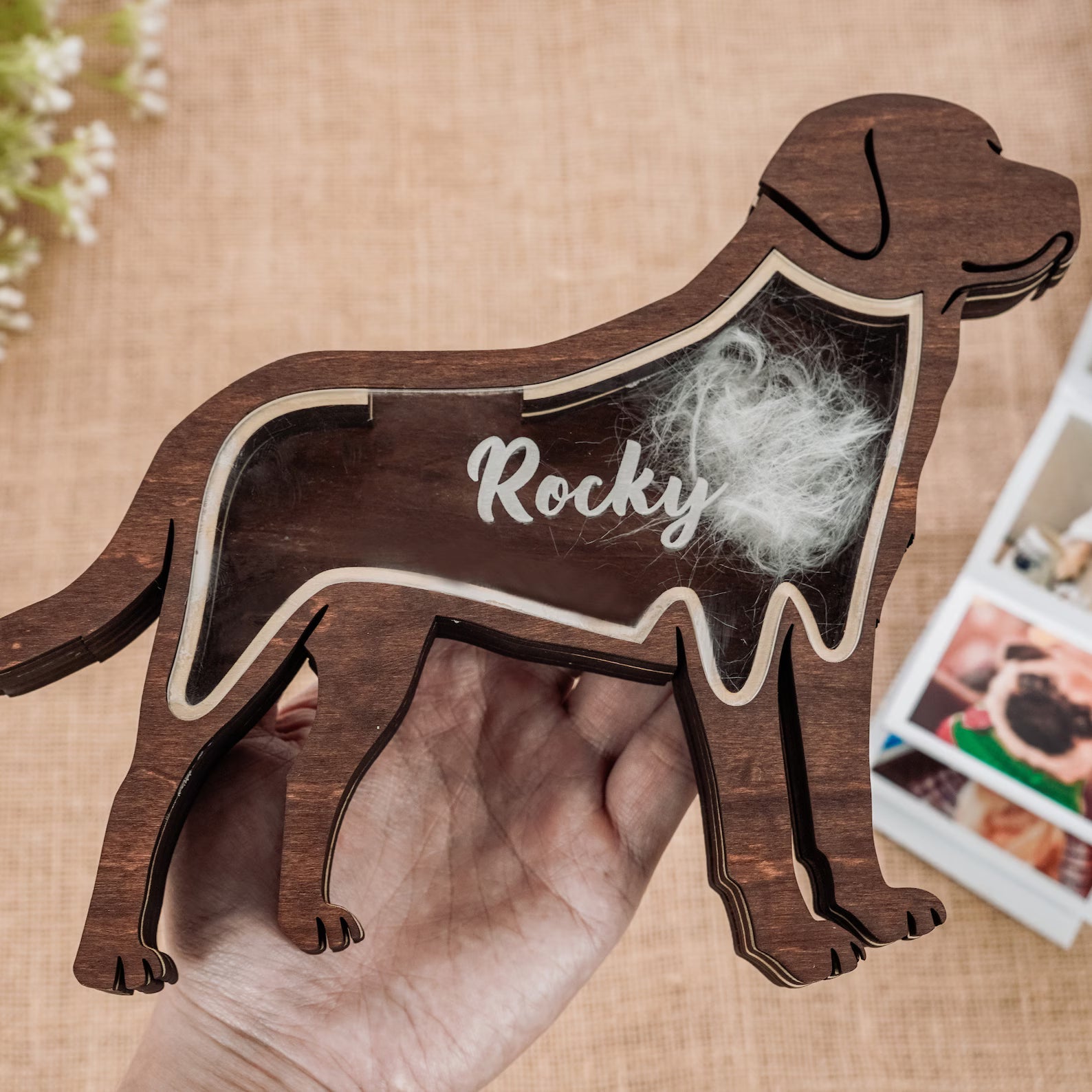 Pet Lover - Wooden Pet Fur Keepsake Pet Loss - Personalized Memorial Box Ver2