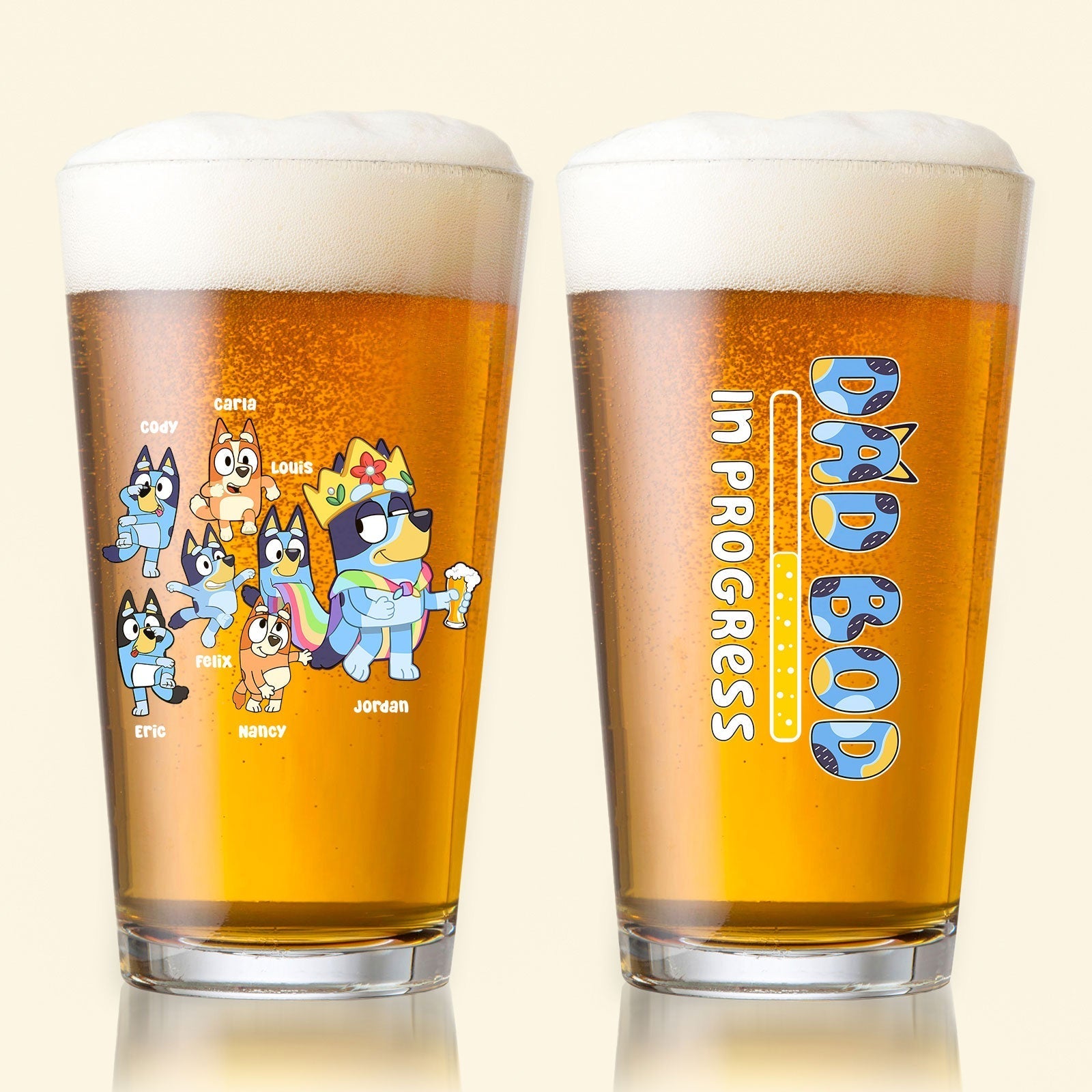 Family - Dad Bob In Progress - Personalized Beer Glass