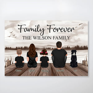 Family - Family Retro Beach Landscape - Personalized Poster