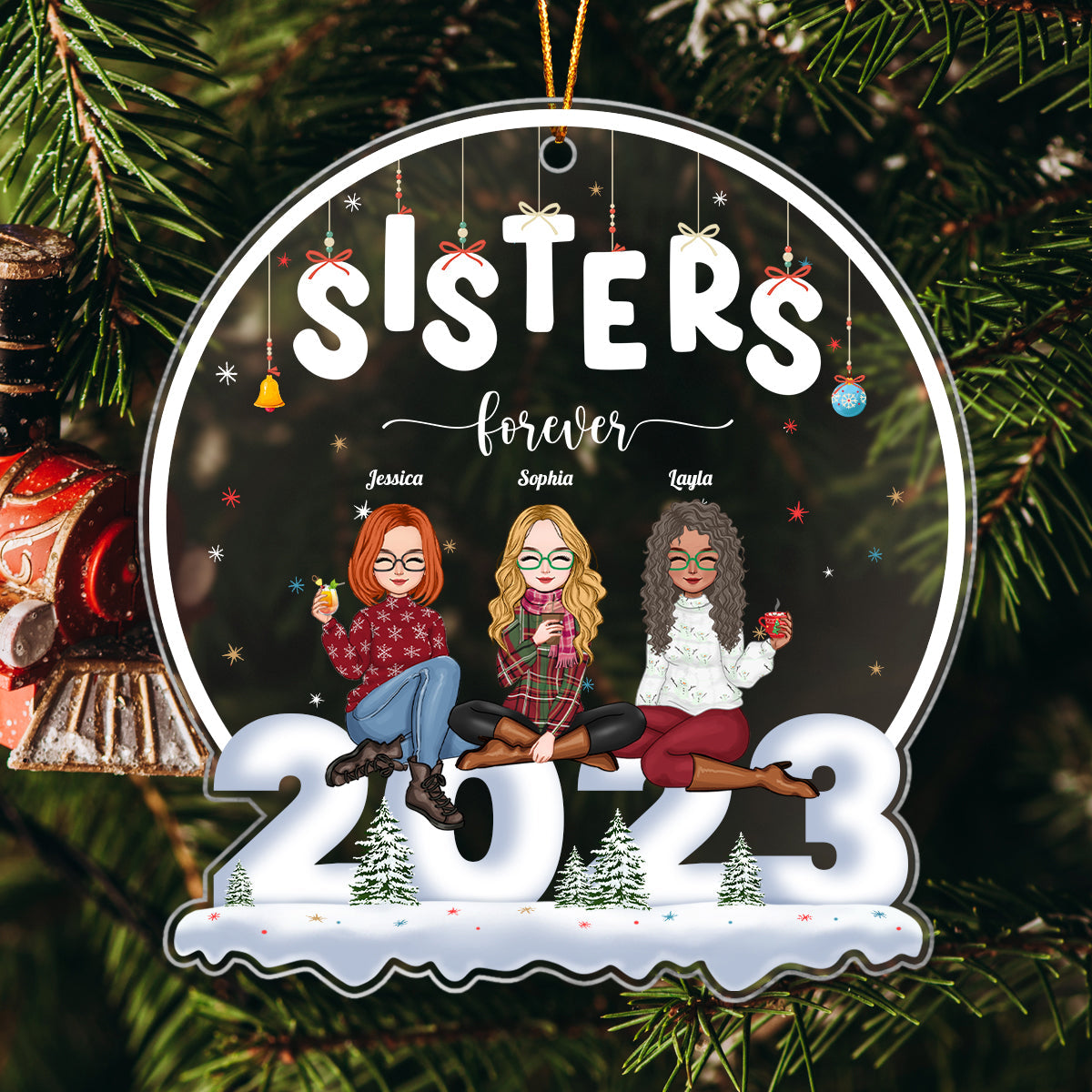 Besties - Sisters Forever - Personalized Shaped Acrylic Ornament