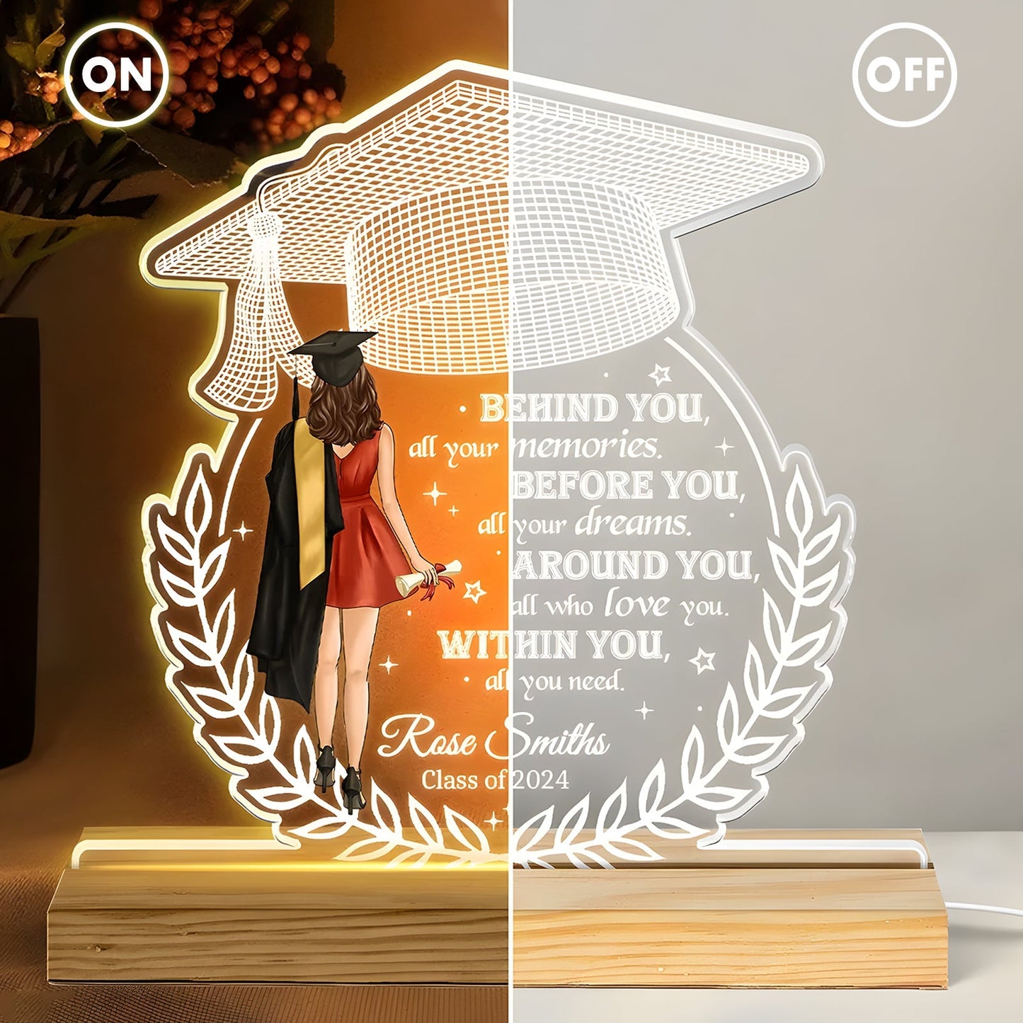 Graduation - Behind You All Your Memories - Personalized LED Night Light