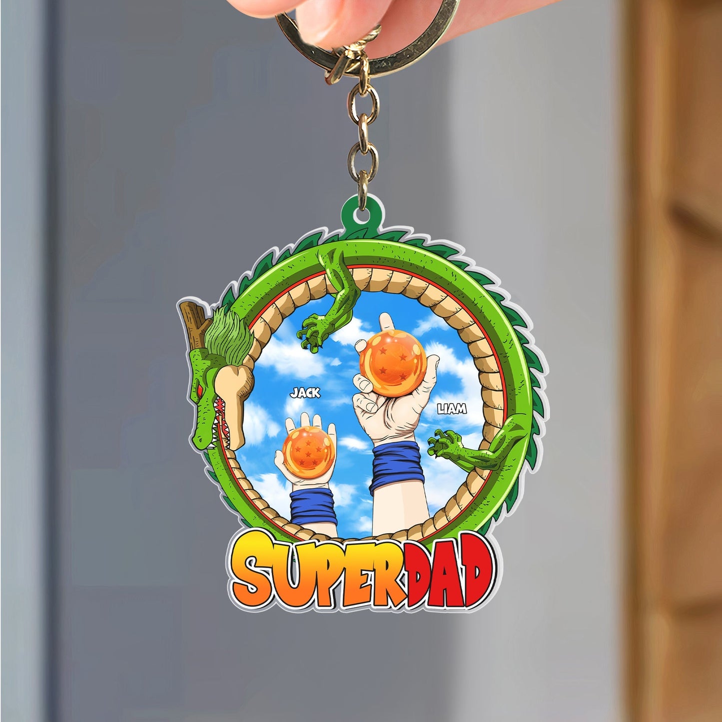 Father - Super Dad - Personalized Acrylic Keychain