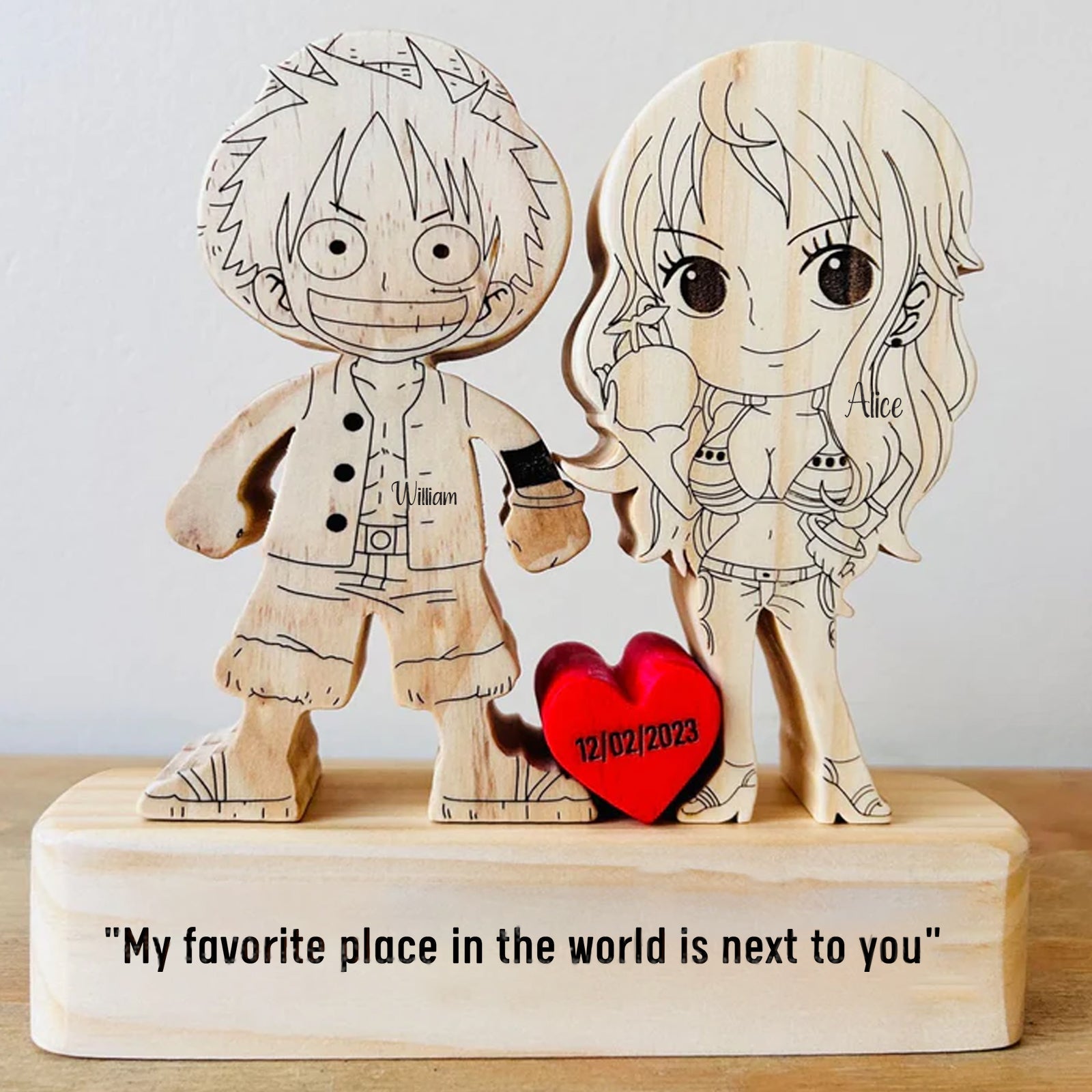 Family - Cutest Anime Couple Characters - Personalized Wooden Puzzle