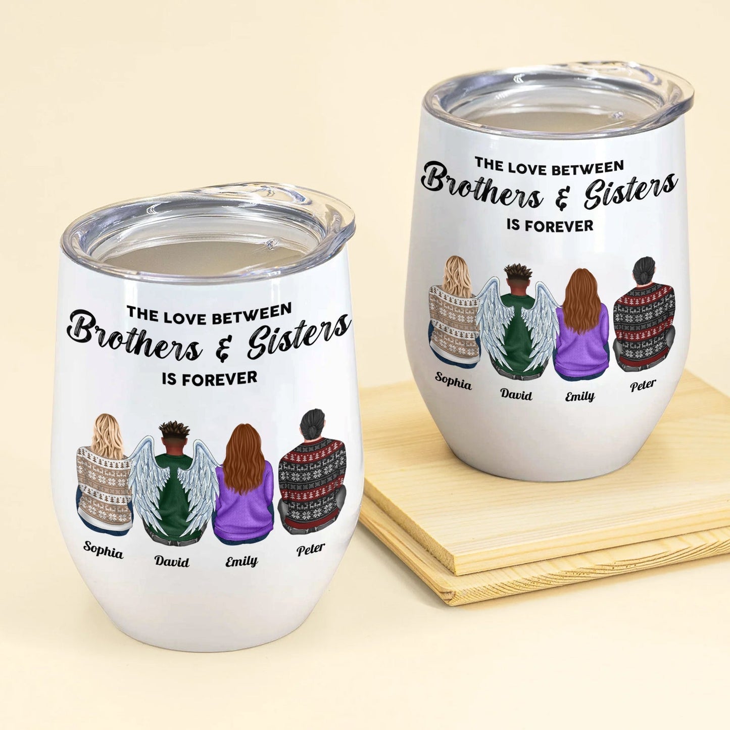 Family - The Love Between Brothers & Sisters Is Forever - Personalized Wine Tumbler