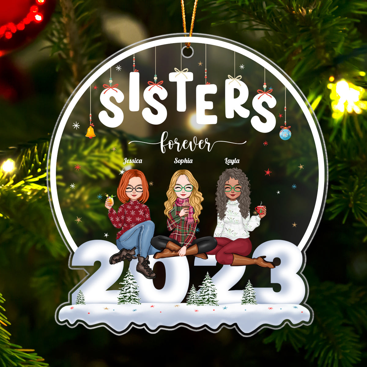 Besties - Sisters Forever - Personalized Shaped Acrylic Ornament