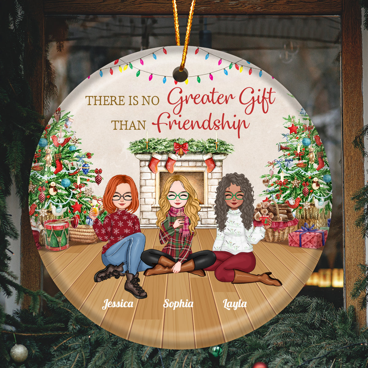 Besties - There Is No Greater Gift Than Friendship - Personalized Ceramic Ornament