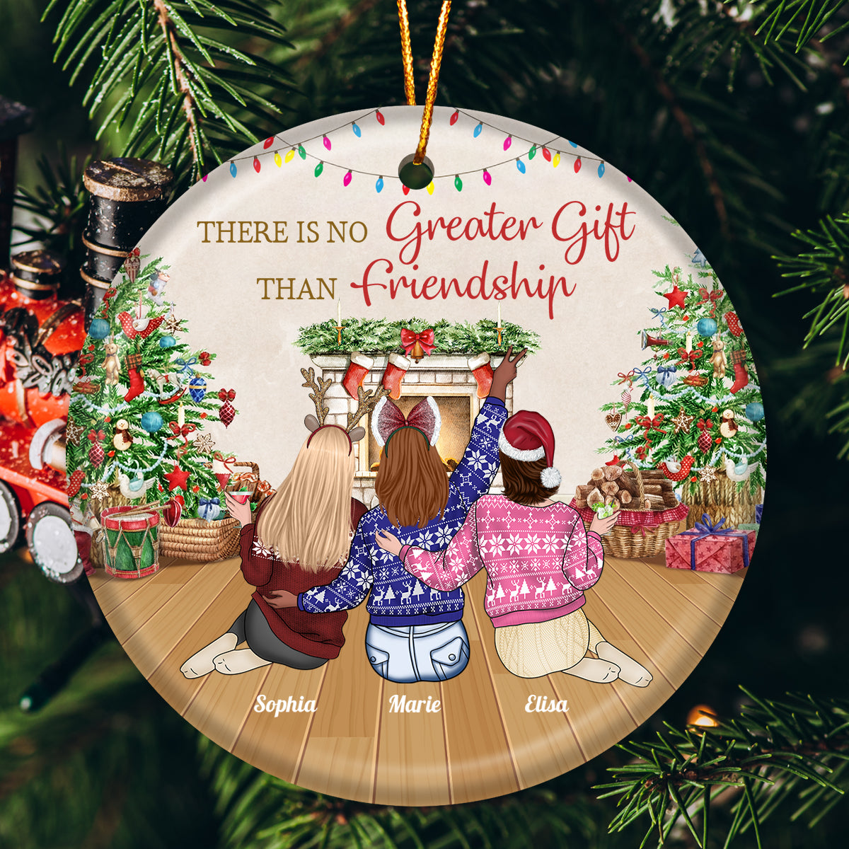 Besties - There Is No Greater Gift Than Friendship - Personalized Ceramic Ornament (Ver 2)