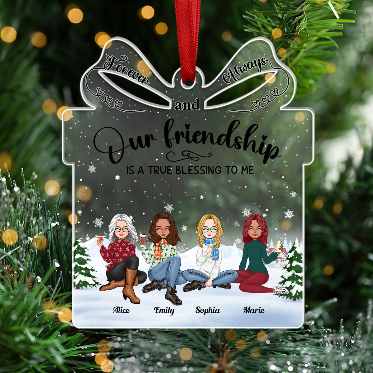 Besties - Our Friendship Is A True Blessing To Me - Personalized Acrylic Ornament (Ver 3)