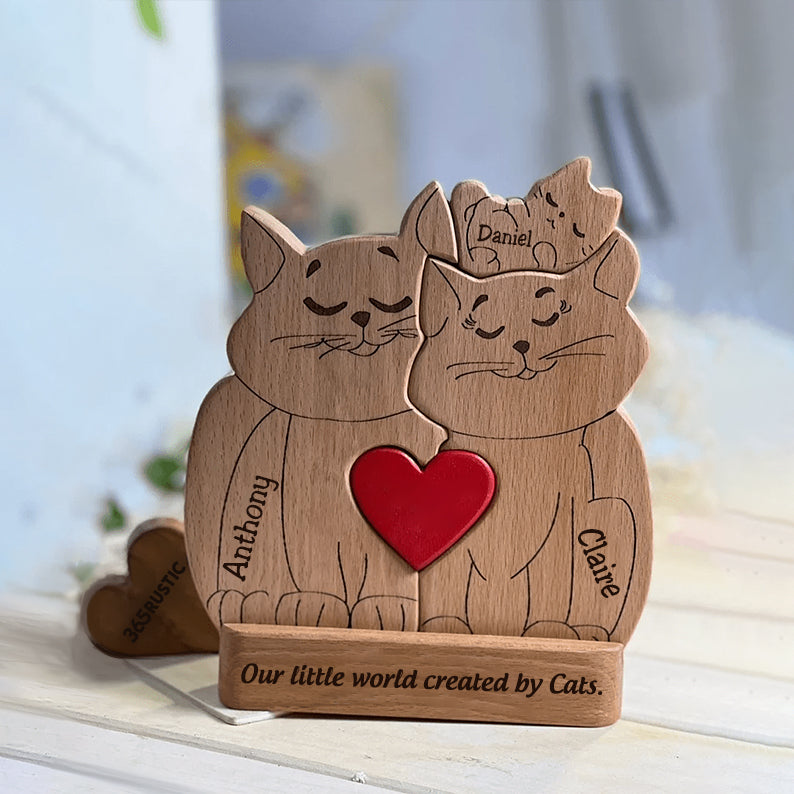 Cat Family - Personalized Wooden Pet