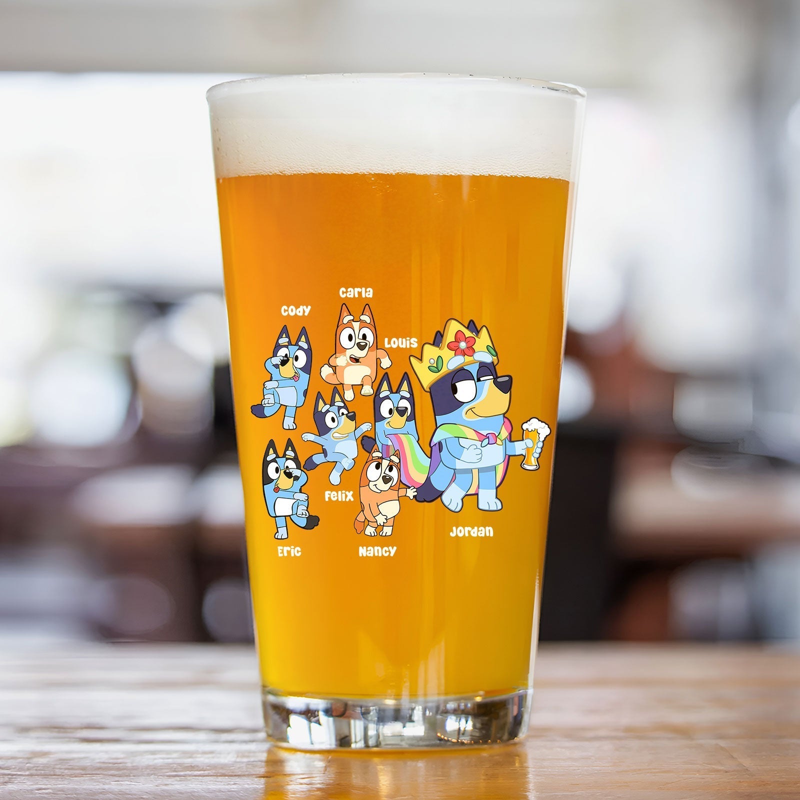 Family - Dad Bob In Progress - Personalized Beer Glass