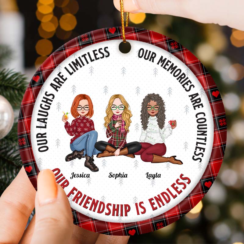Besties - Our Friendship Is Endless Ver 2 - Personalized Ceramic Ornament