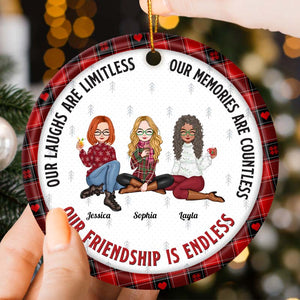 Besties - Our Friendship Is Endless Ver 2 - Personalized Ceramic Ornament