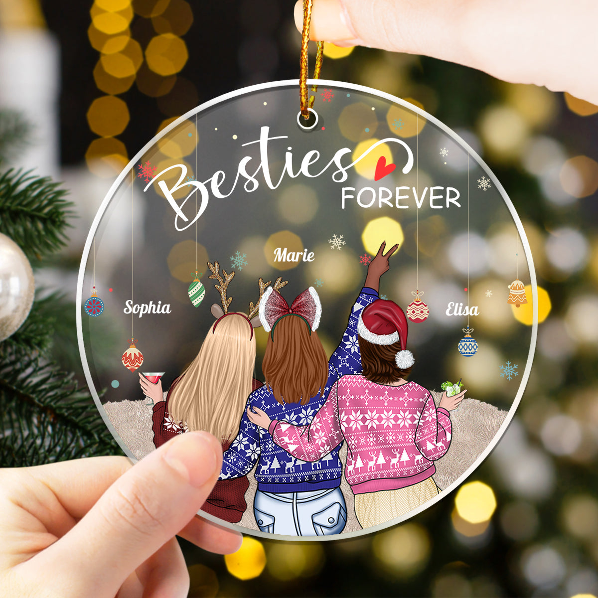 Besties - Besties Forever - Personalized Acrylic Ornament (Ver 2)