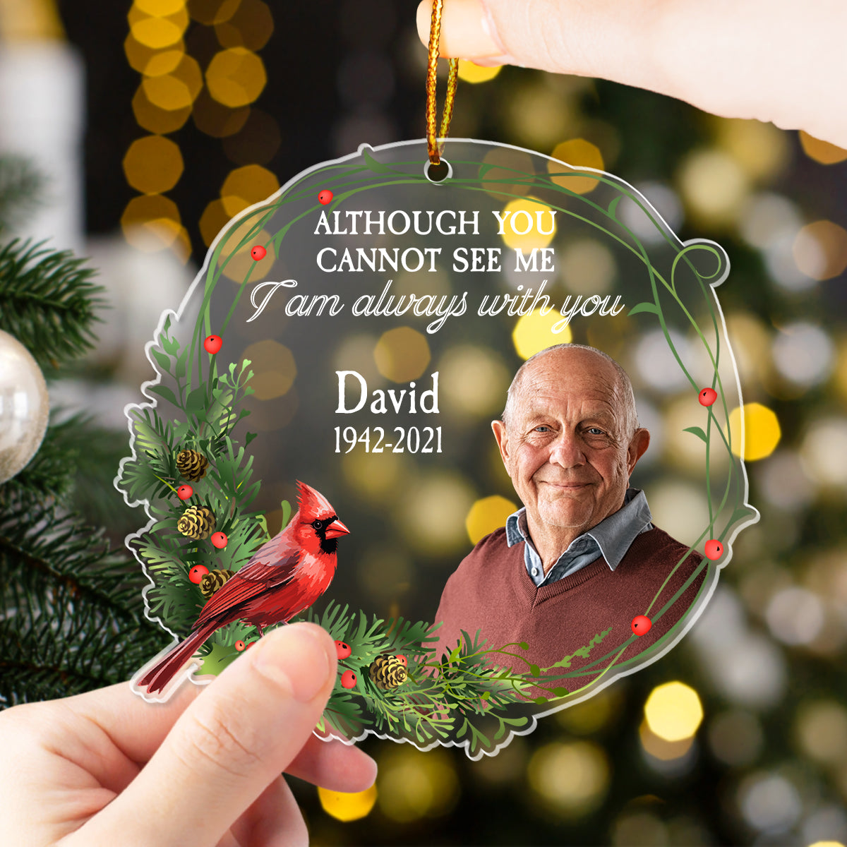 Friends - Although You Cannot See Me I Am Always With You - Personalized Photo Acrylic Ornament