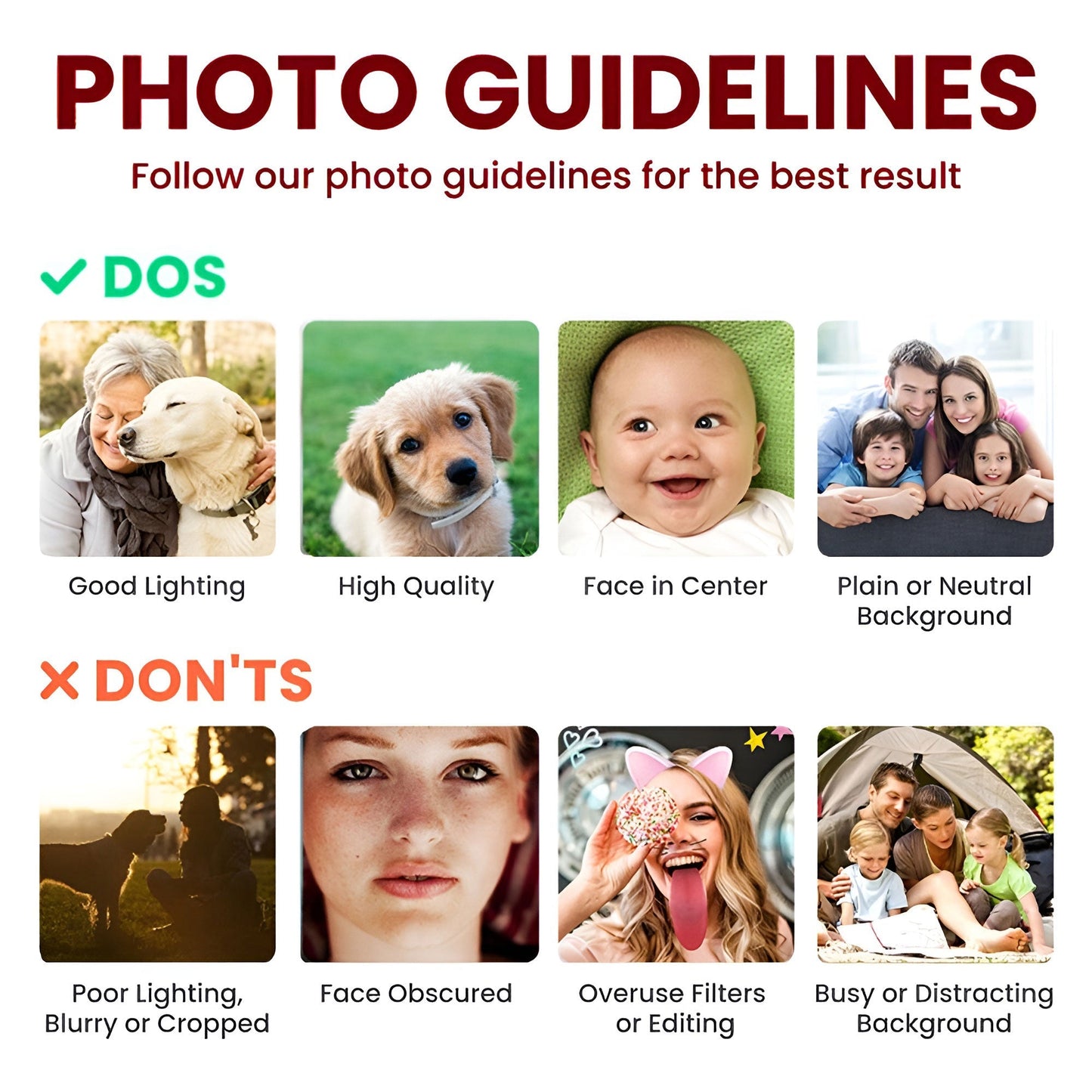 Photo guidelines for best dad by par polo with photo including good lighting and clear face in center