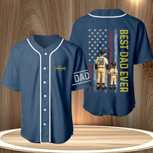 365Gifty personalized best dad ever shirt in navy blue with baseball design and custom name option