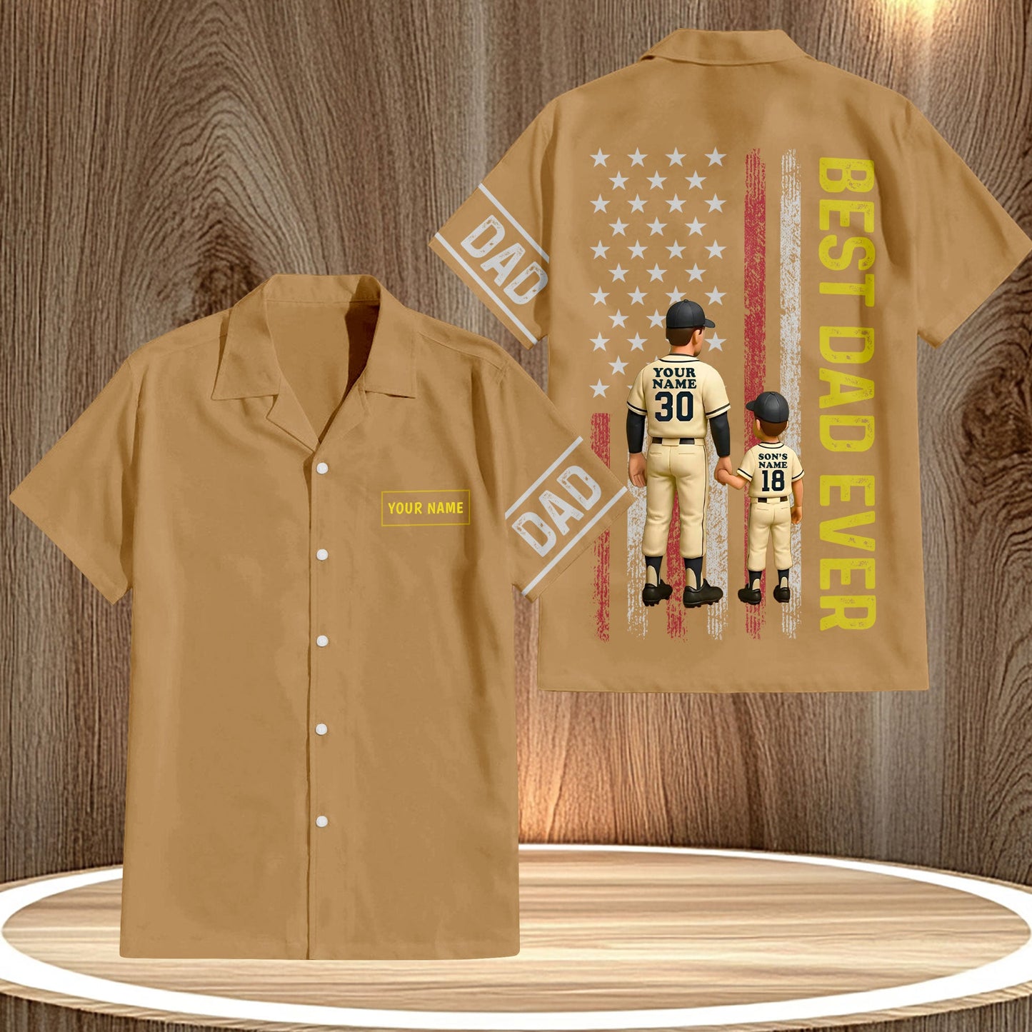 Personalized best dad ever shirt with baseball father and son design and custom name option