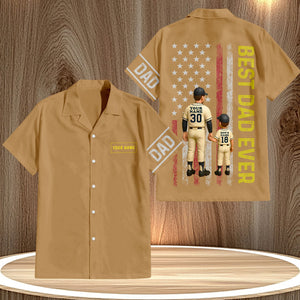 Personalized best dad ever shirt with baseball father and son design and custom name option