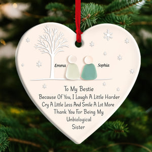 Personalized best friend ornament featuring two figures and heartfelt message for a bestie