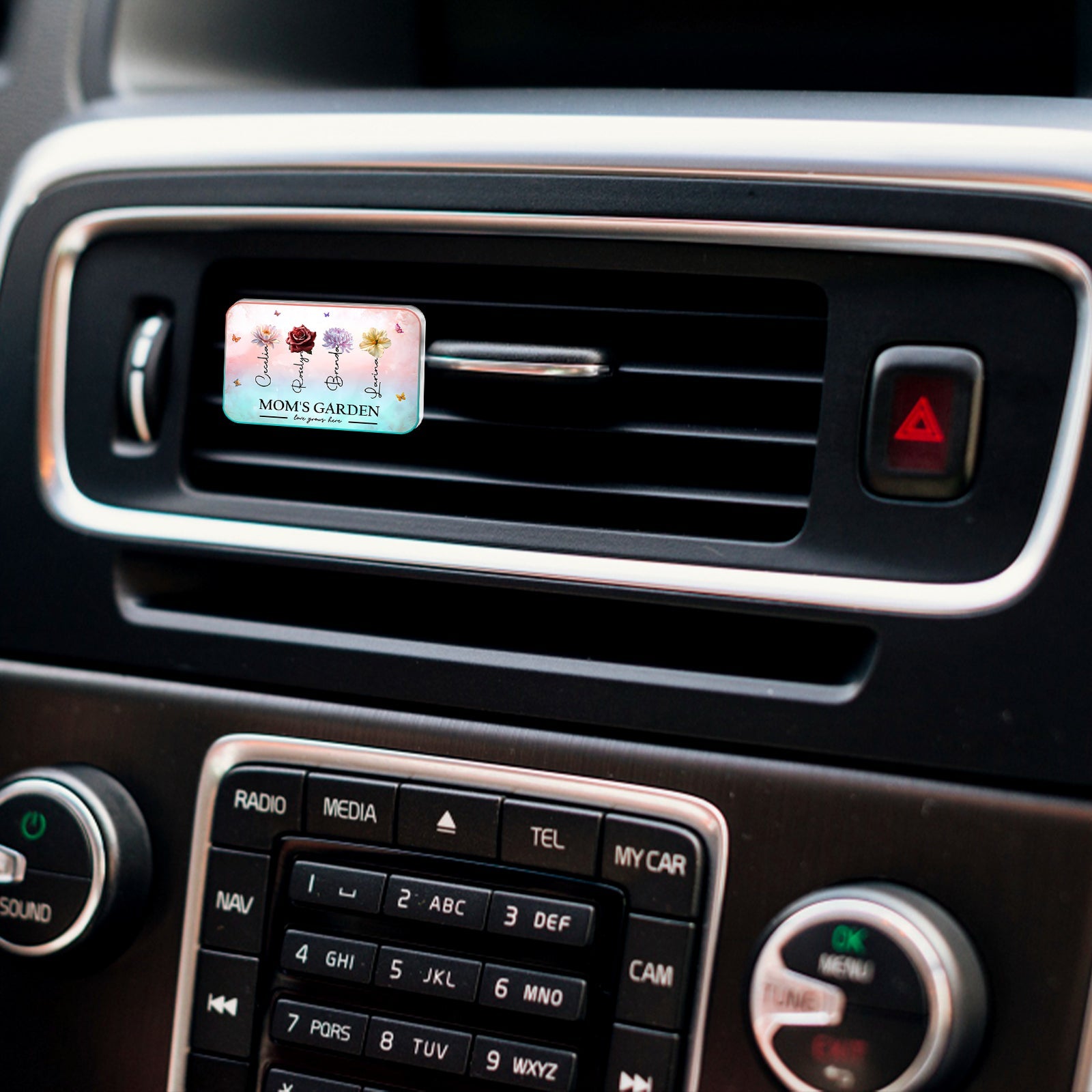 Personalized car vent clip featuring floral design for a stylish and unique accessory