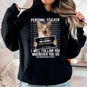 365Gifty personalized cat lover shirt black hoodie with funny cat mugshot design and humorous text