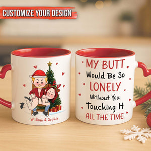 Personalized Christmas mug for couples featuring custom design with romantic text and festive graphics