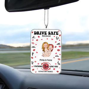 365Gifty personalized couple car hanger with humorous love message and cartoon couple design